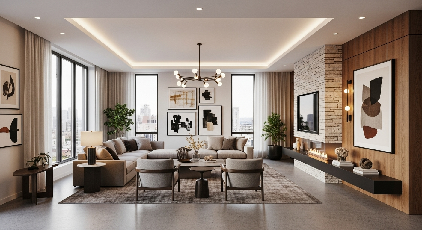 Premium living room with modern amenities